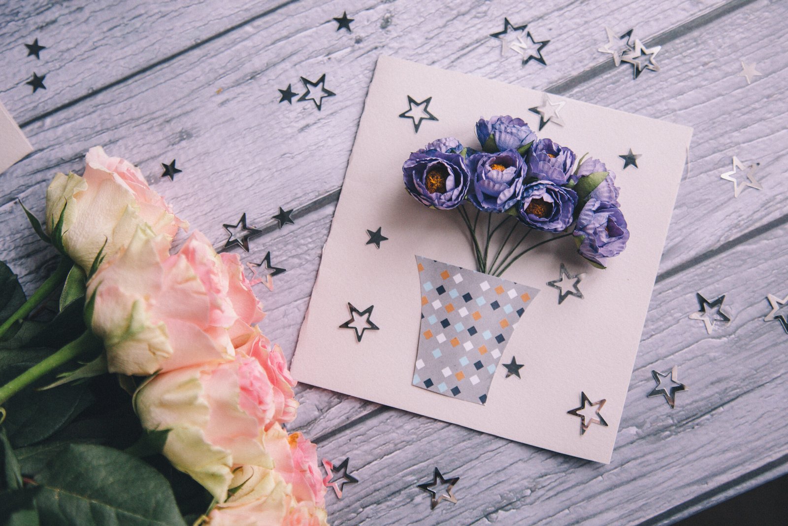 image of flowers and a greetings card