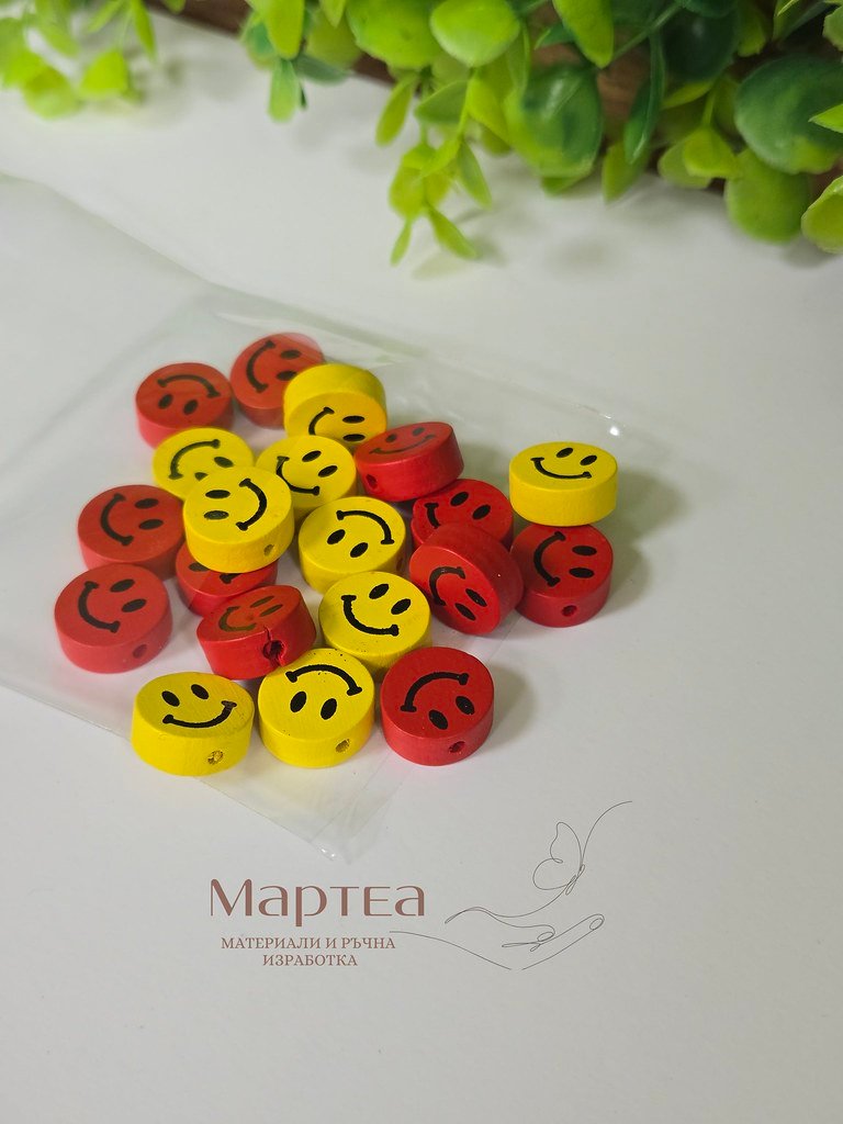 smiley beads in red and yellow colour