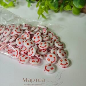 Мънисто лице червено  - бяло