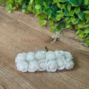 Рози от фоам 12бр - Бели