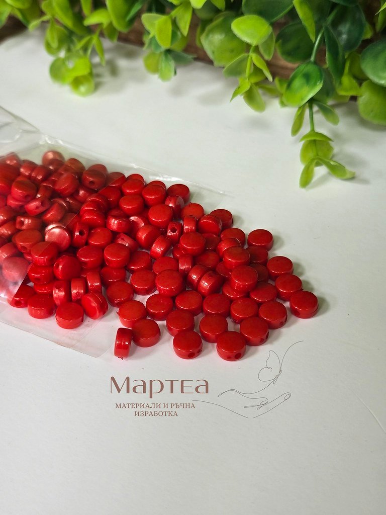 Мънисто кръг червено