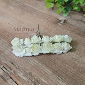 Хартиени розички 12бр - Цвят шампанско