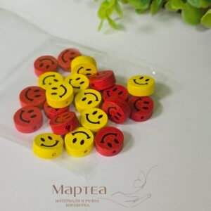 Мънисто усмивка черено и жълто